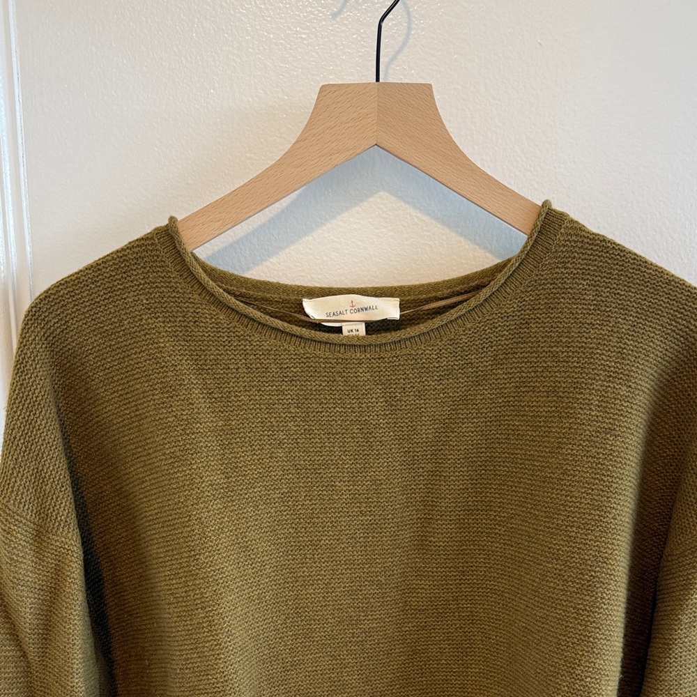 SeaSalt Cornwall Olive Crew Neck Knit Sweater